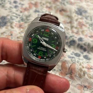 ORIS Vintage Mechanical Hand-wound Manual 17J beautiful green Dial Men's Watch